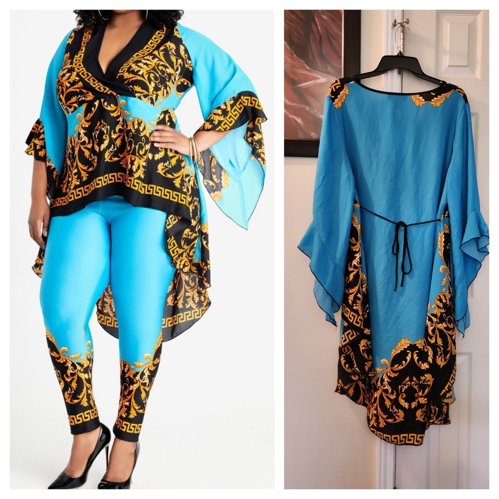 Ashley Stewart Hi/lo Batwing Drama Sleeve Plus Size Tunic
